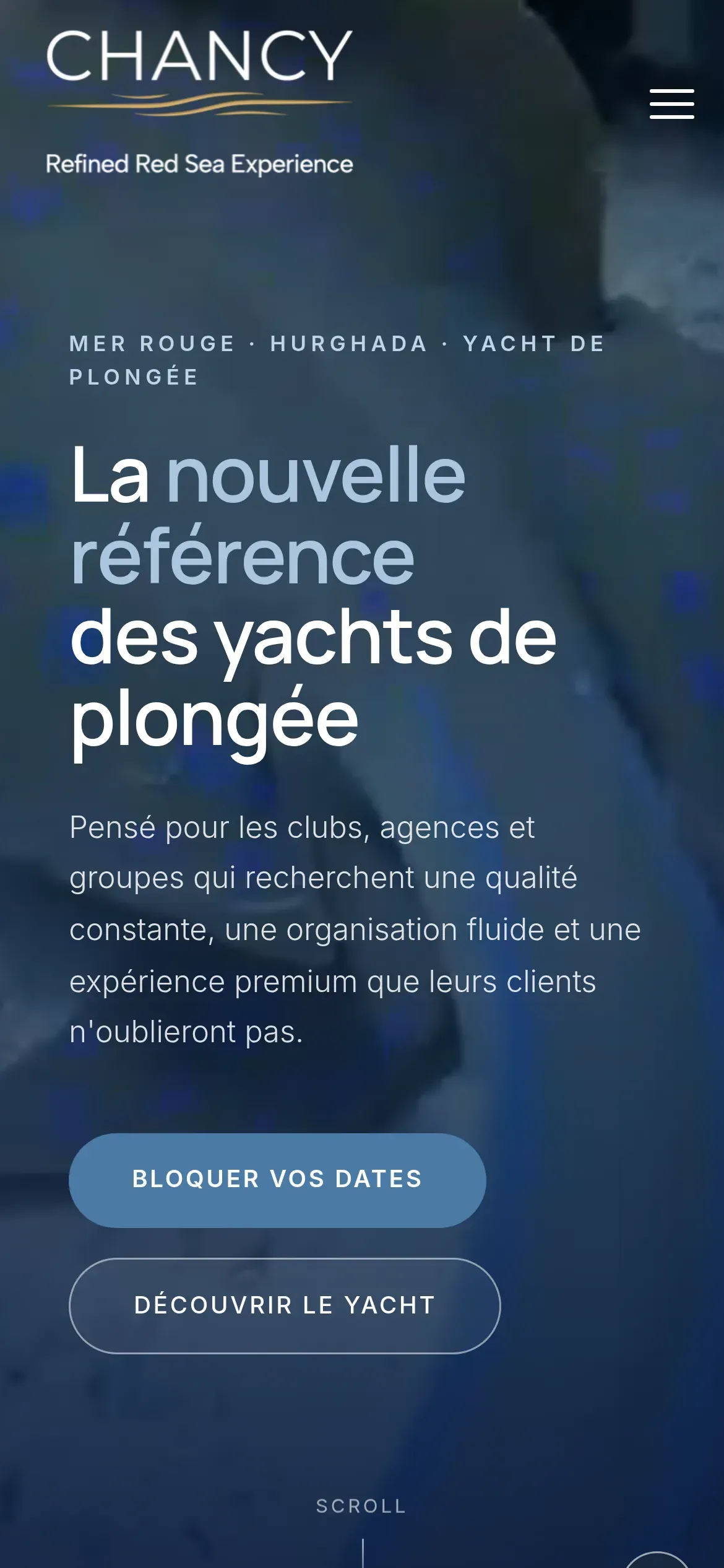 Le même accueil de Chancy Diving sur téléphone